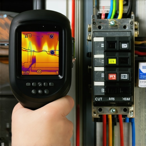 A thermal camera showing heat levels of an electrical panel during EV charging.