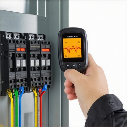 An infrared camera being used to check an electrical panel for hot spots during an EV charging session.