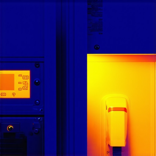 Thermal camera view showing heat signature on a 60-amp EV charger breaker.