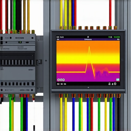 Thermal Load Testing on Commercial Electrical Panel An electrician using a thermal camera to check for hotspots on a commercial electrical busbar during EV charging.