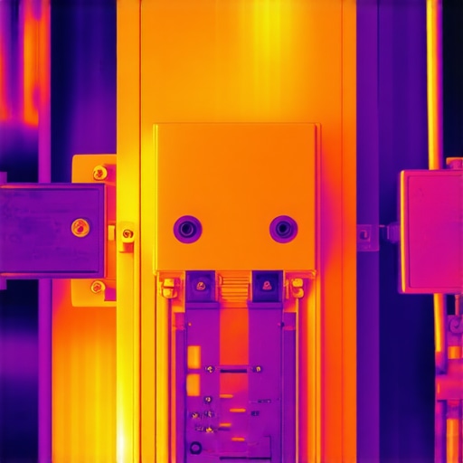 Thermal camera showing a hot spot on an electrical breaker for an EV charging circuit.
