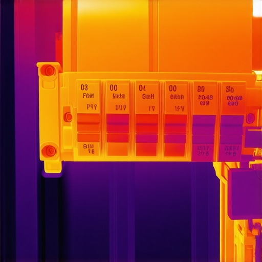 Thermal Scan of Electrical Panel During EV Charging A thermal camera view showing heat signatures of breakers in an electrical panel while an EV is charging.