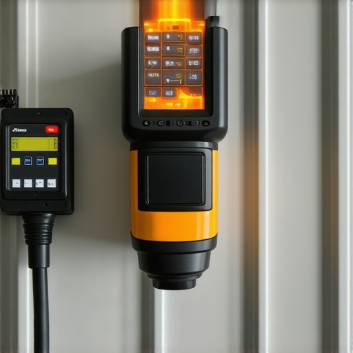 A thermal camera showing heat signatures in an electrical panel during EV charging.