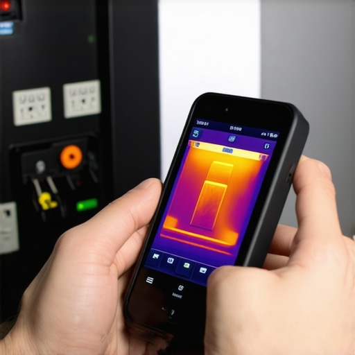 Thermal camera showing heat signature of an EV charger breaker in an electrical panel