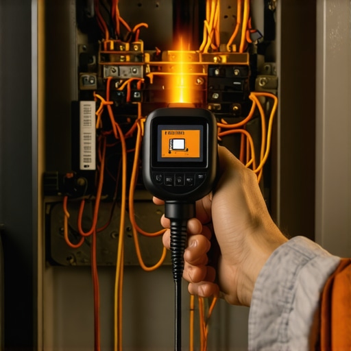 An infrared camera detecting heat spots in an electrical panel during an active EV charging session.