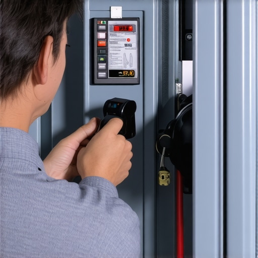 An infrared thermal camera scanning an electrical breaker for hotspots during an EV charging session.