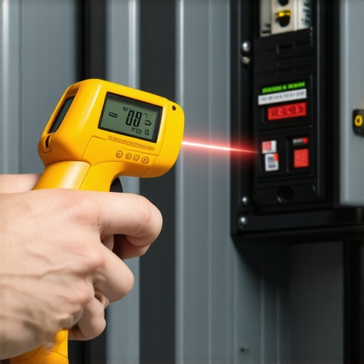 Using an infrared thermometer to check for hot spots in an EV charging panel
