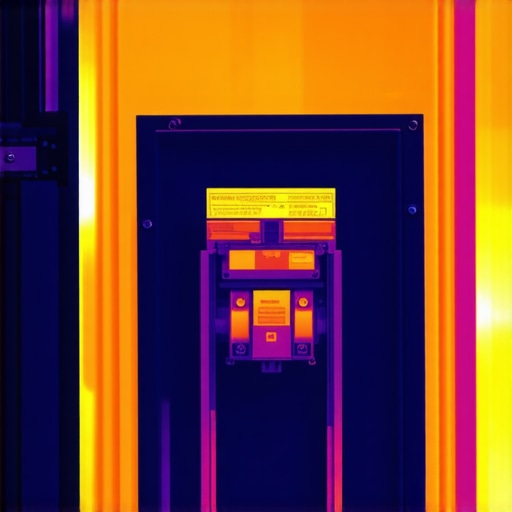 An infrared thermal scan revealing hot spots on an EV charger circuit breaker inside a home electrical panel.