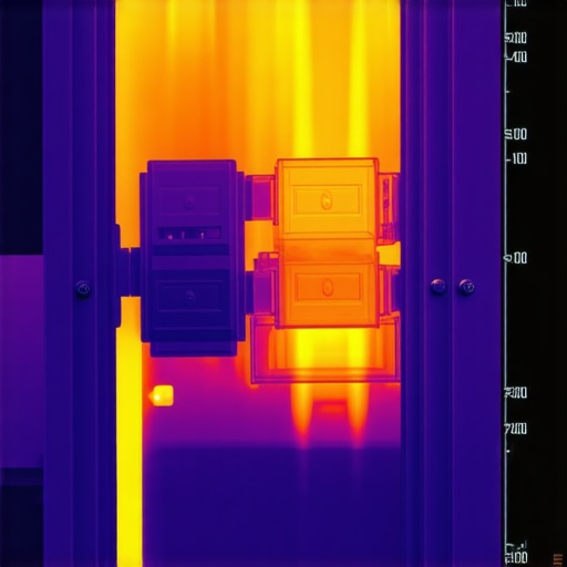 A thermal scan of a circuit breaker panel showing heat distribution during a continuous EV charging session.