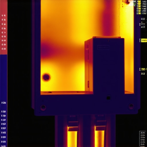 Thermal imaging of an electrical panel showing heat spots on a circuit breaker.