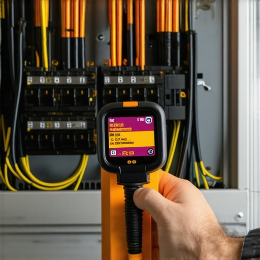 A thermal camera showing heat signatures on a home electrical panel during EV charging.