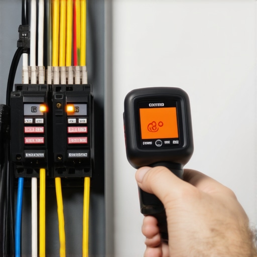 Thermal camera showing heat signatures on electrical breakers during EV charging session
