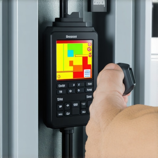 Using an infrared thermometer to check for hot spots in an electrical panel during EV charging