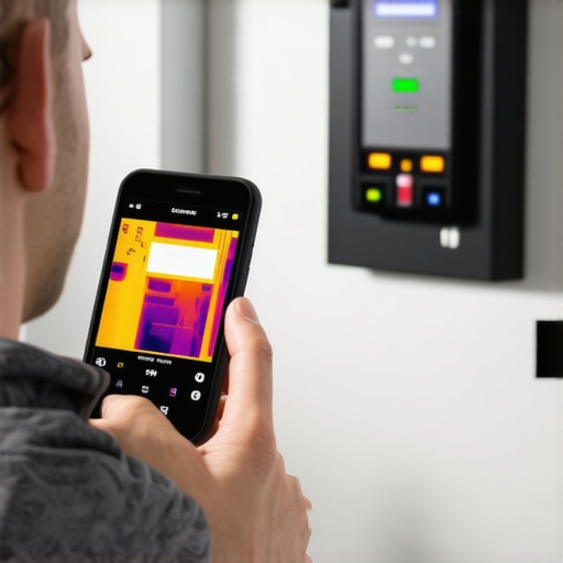 Thermal imaging camera showing heat levels on circuit breakers during EV charging