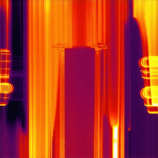Thermal signature of an EV charger circuit breaker Thermal camera view showing heat distribution on an electrical panel during a high-load EV charging session