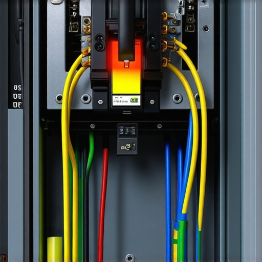 Thermal imaging camera showing heat distribution in an electrical panel during EV charging.