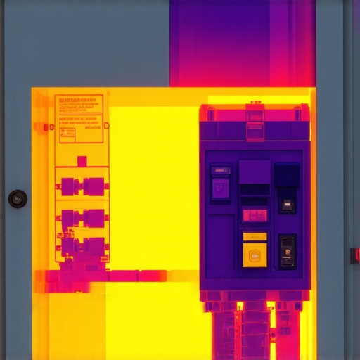 Thermal imaging showing heat buildup in a residential electrical panel during EV charging