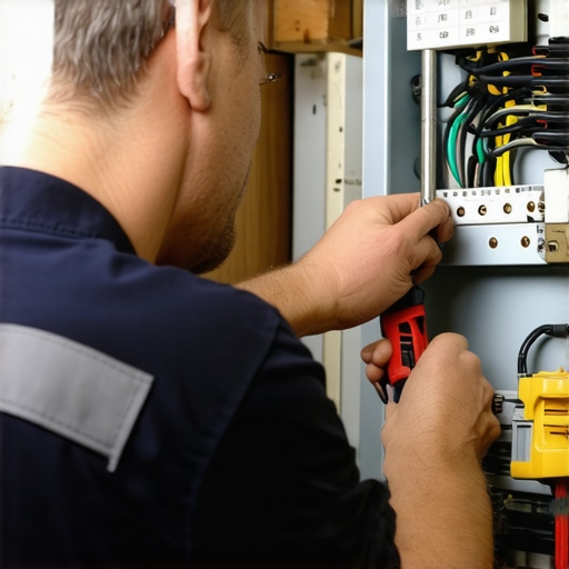 A close-up shot of an electrician performing a torque test on a home electrical panel to prevent overheating.