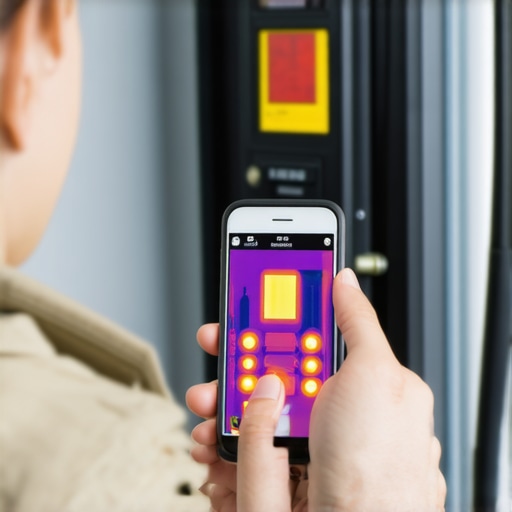 Thermal scan of an electrical panel showing heat distribution during EV charging.