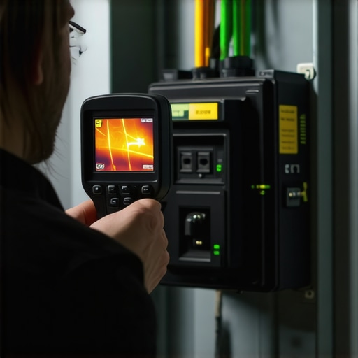 Thermal camera scanning an electrical panel for hot spots in an EV charging circuit.