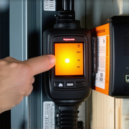Thermal camera showing heat signature on an EV charging circuit breaker.