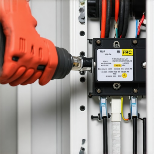 Professional torque wrench tightening electrical terminals in a home panel