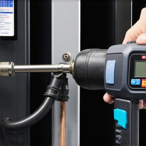 A technician using a digital torque wrench to secure wires in an EV charging station to meet NEC requirements.