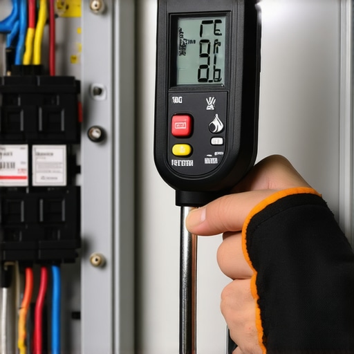 Electrician using a digital torque wrench to secure an EV charger breaker per NEC code