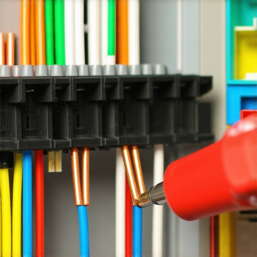 Using a torque screwdriver for EV charger panel maintenance Electrician hand using torque screwdriver on panel wire connection
