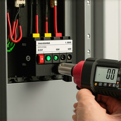 Close-up of a torque wrench tightening terminals to prevent EV charger fire hazards.