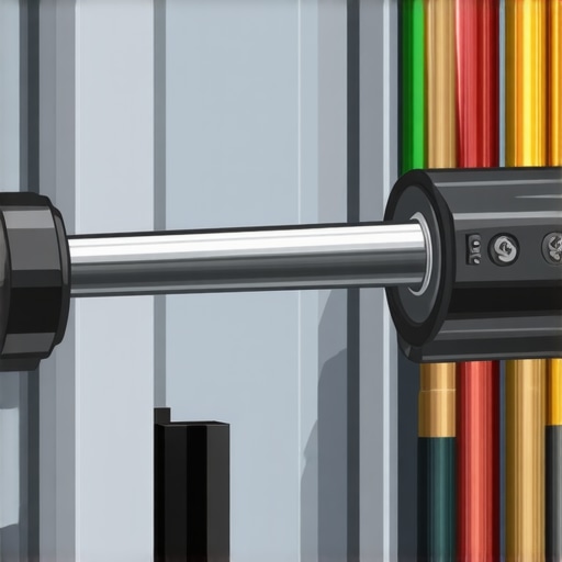 Professional electrician using a torque wrench to secure electrical lugs in a workshop subpanel.