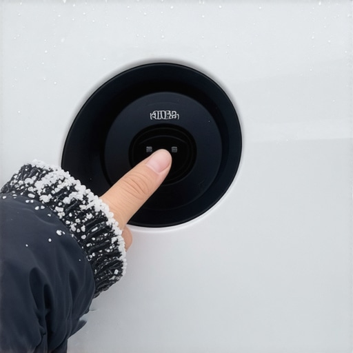 A thumb pressing on a frozen EV charge port door to release actuator tension.