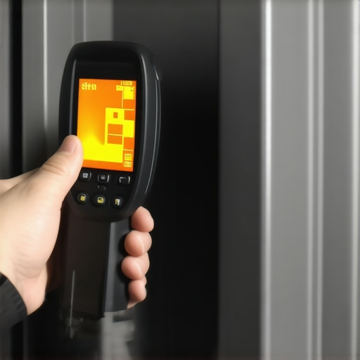 Thermal camera highlighting a hot spot on a breaker terminal.