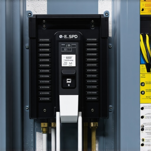 A professional installation of a surge protective device in a home electrical panel to protect an EV charger from lightning strikes.
